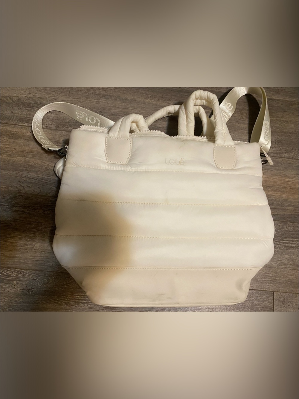 Lole Cream Quilted Tote Bag